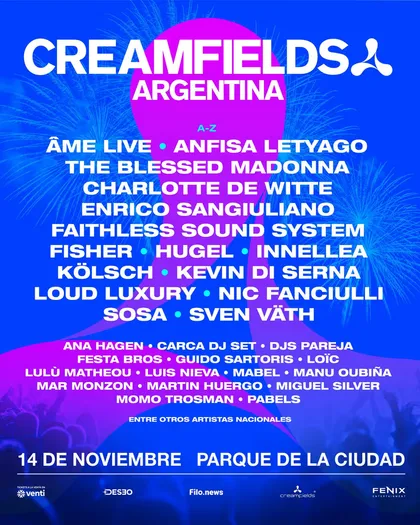 Flyer de Hugel, FISHER, Sven Väth - Creamfields Argentina - ALLMusicParties